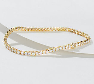 Diamonique Magnetic Clasp Tennis Bracelet, Sterling Silver | QVC