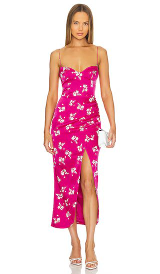 Amika Midi Dress in Hot Pink Floral | Revolve Clothing (Global)