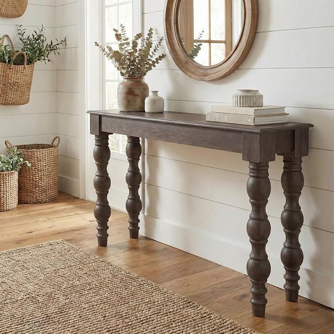 James Farmhouse Solid Mango Wood Console Table (Coffee Brown) | Amazon (US)