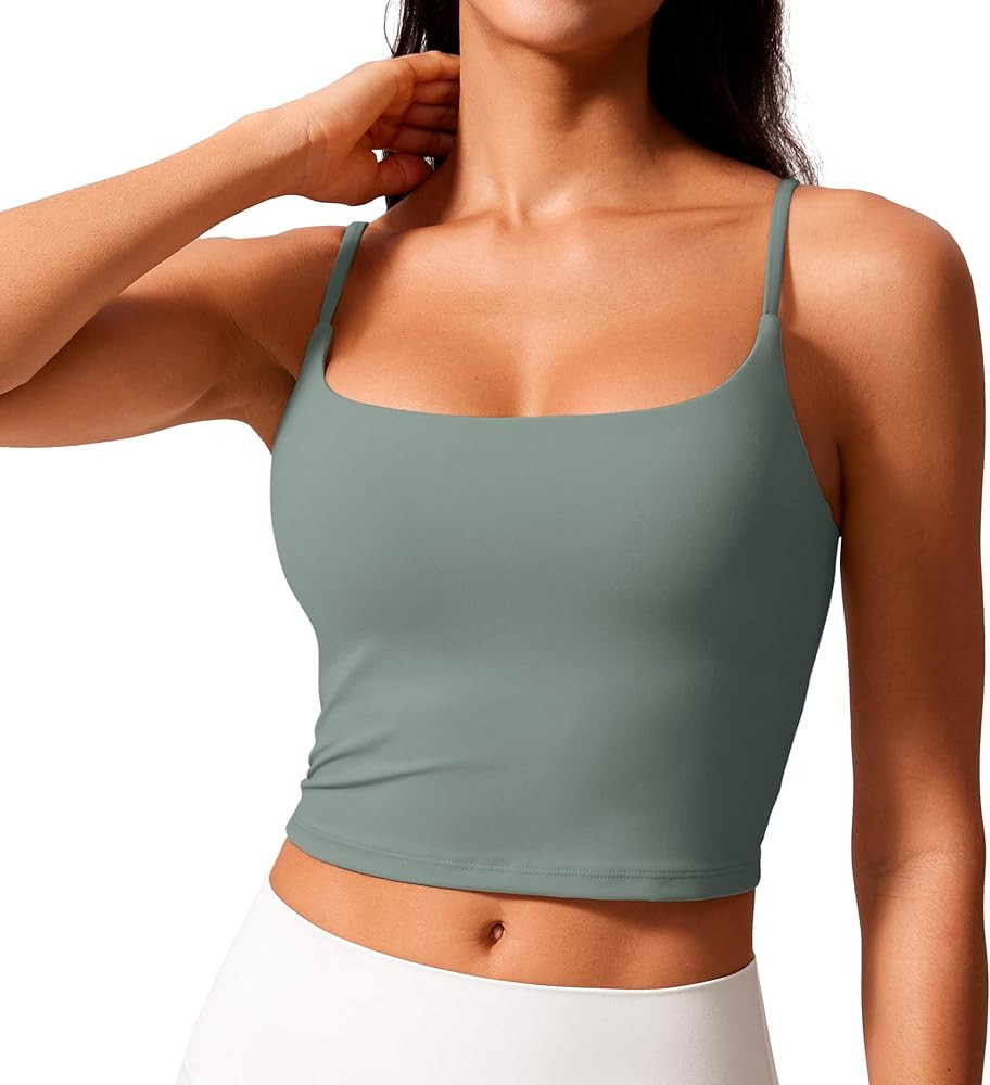 CRZ YOGA Butterlift Womens Scoop Neck Longline Sports Bra - U Back Adjustable Straps Workout Crop... | Amazon (US)