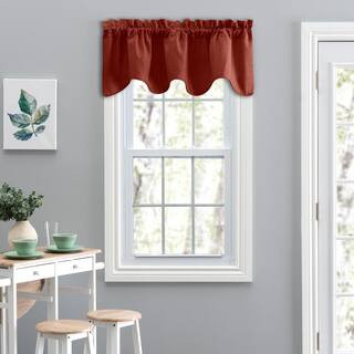 Lisa Solid 15 in L. Polyester/Cotton Lined Scallop Valance in Red | The Home Depot