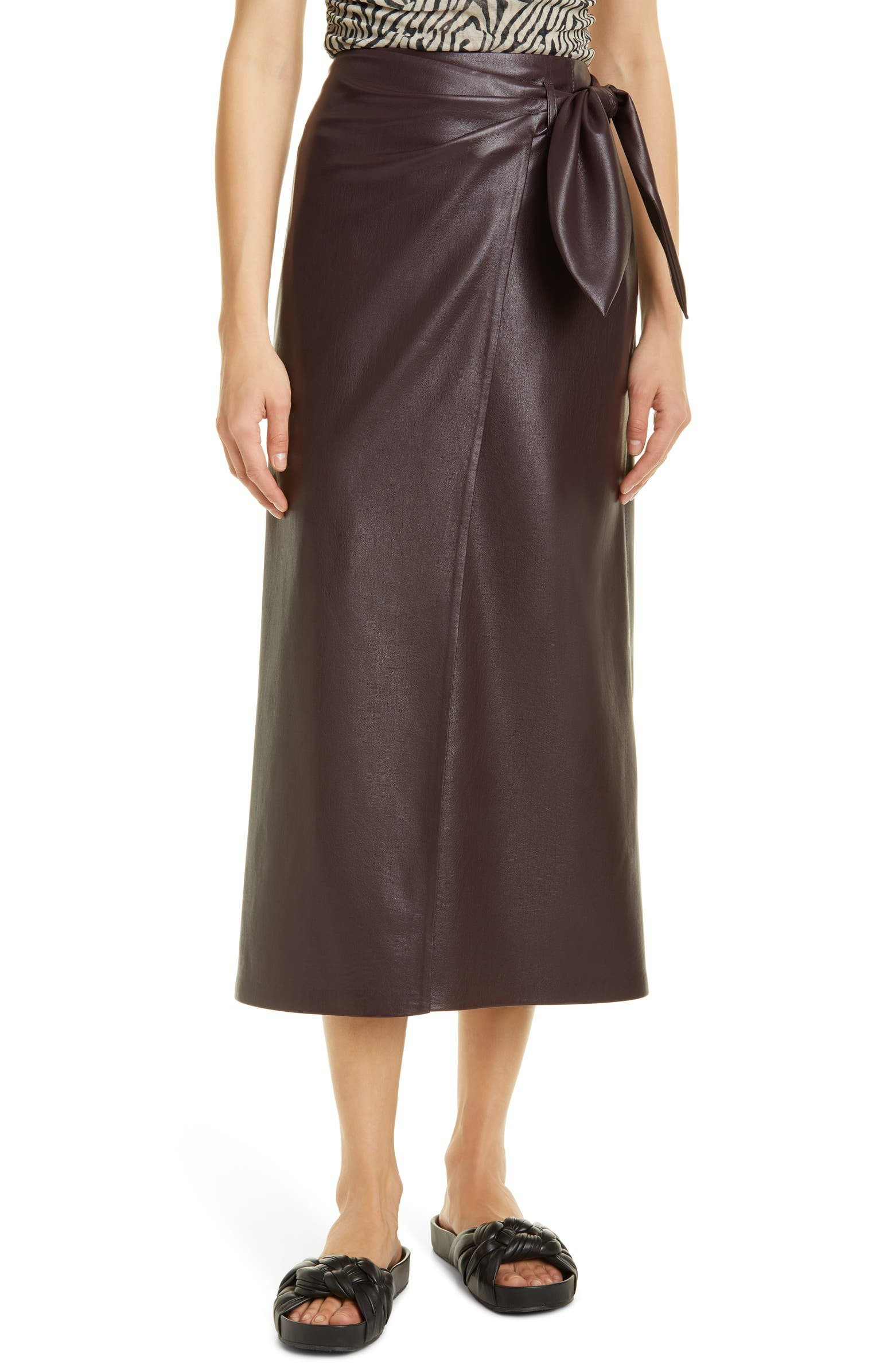 Amas Faux Leather Sarong Midi Skirt | Nordstrom