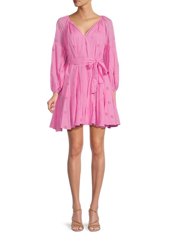 Gracie Eyelet Embroidered Mini Dress | Saks Fifth Avenue OFF 5TH