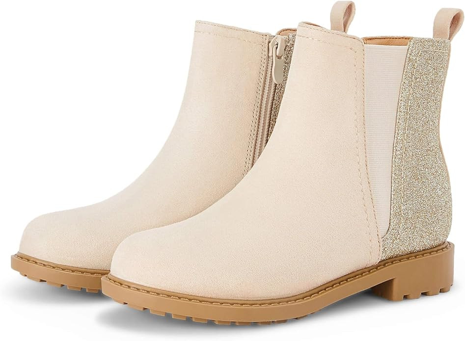 Coutgo Girls Glitter Ankle Boots Side Zipper Comfortable Chelsea Dress Booties for Toddler/Little... | Amazon (US)