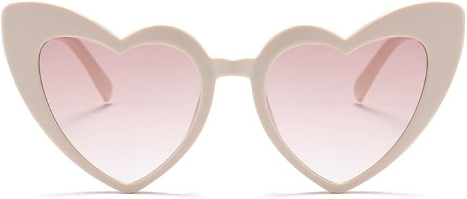 Women Vintage Oversized Heart Sunglasses Lady Girls Retro Cute Love Eyewear | Amazon (US)