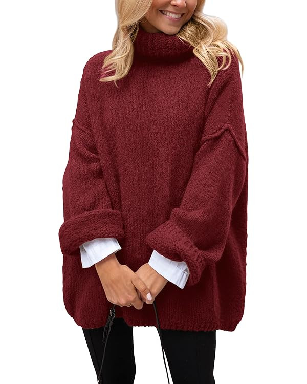 PRETTYGARDEN Oversized Sweaters for Women Chunky Turtleneck Sweater Fall Fashion Clothes Long Sle... | Amazon (US)