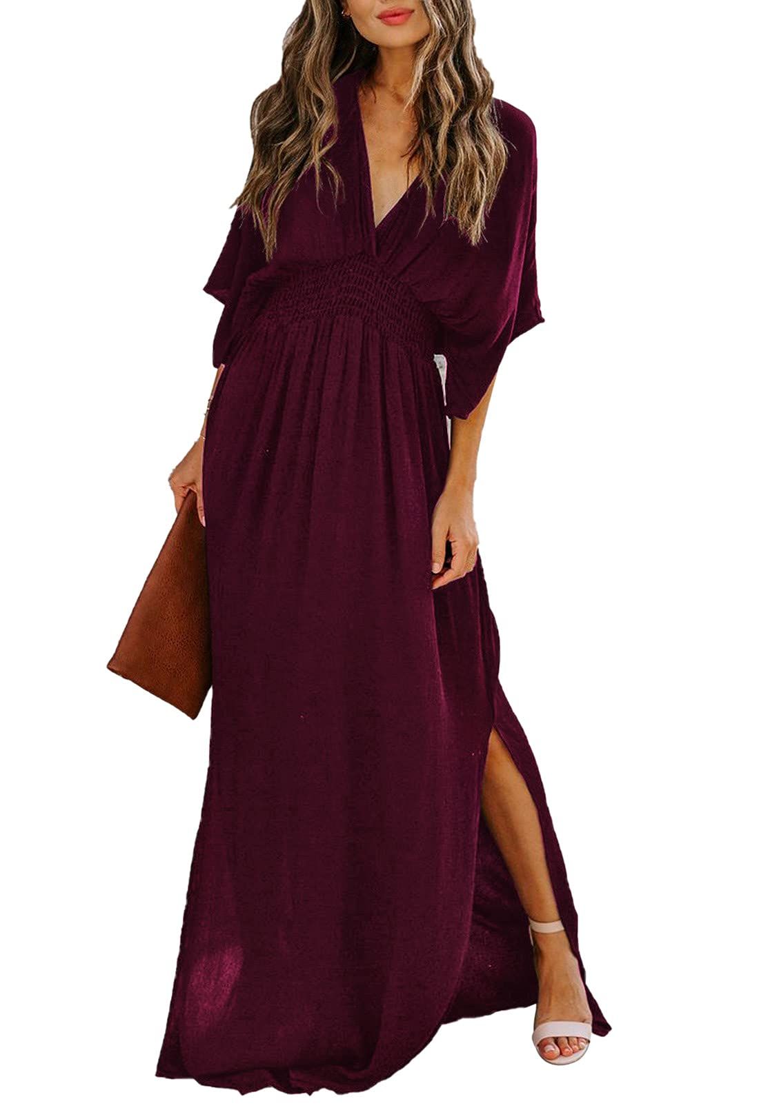 Meenew Women's Summer Maxi Dress Party Vacation High Slit Loose Long Beach Dress | Amazon (US)