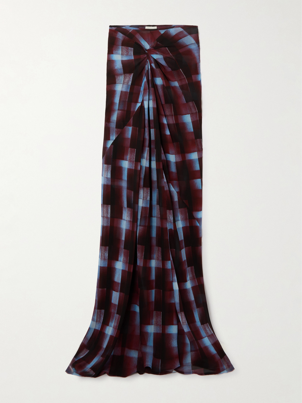 Dries Van Noten - Gathered Checked Chiffon Maxi Skirt - Burgundy | NET-A-PORTER (US)