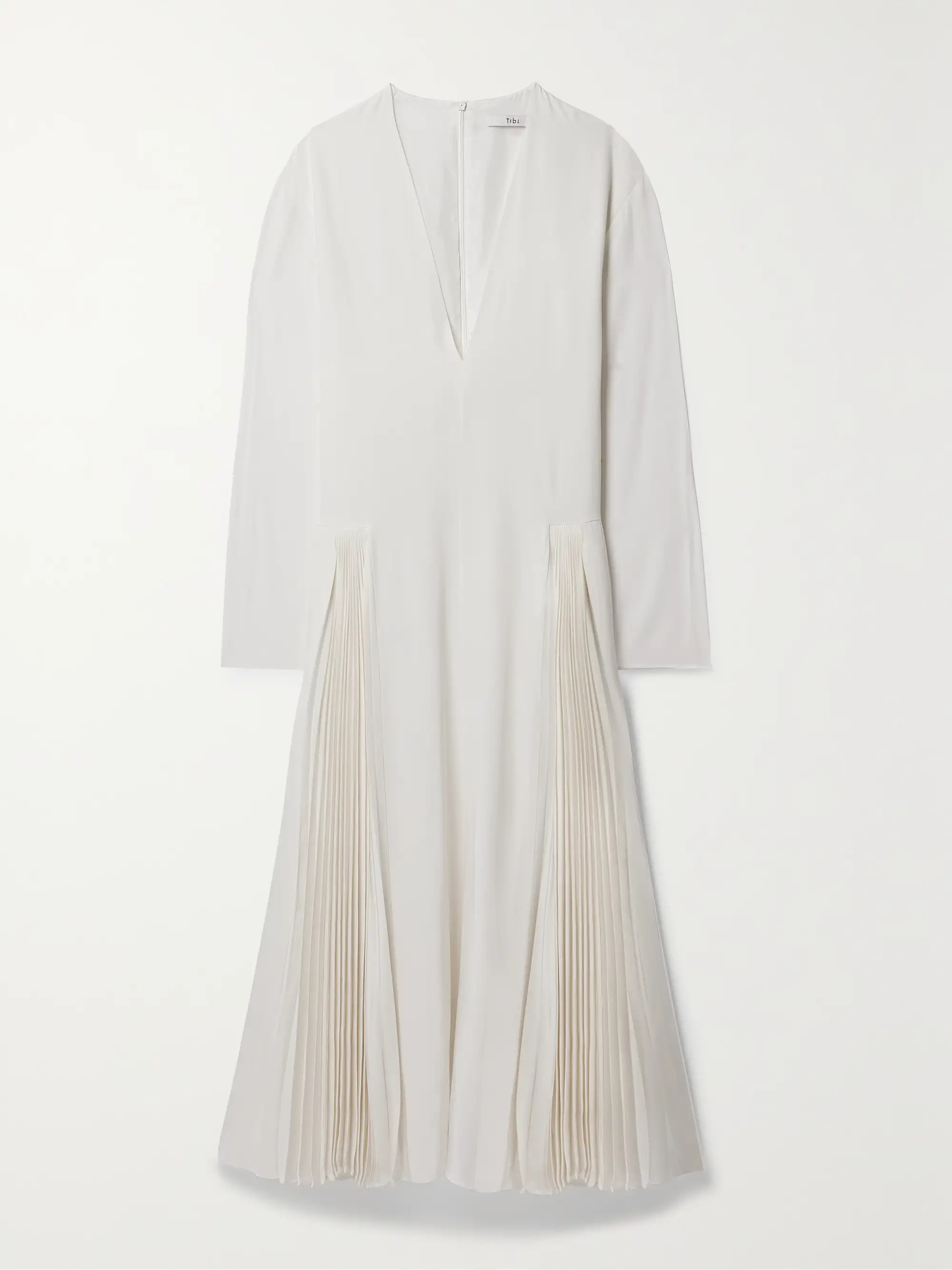Pleated silk-crepe midi dress | NET-A-PORTER (US)