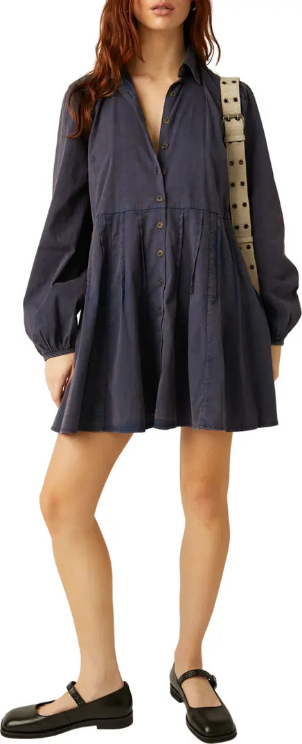Marvelous Mia Long Sleeve Stretch Cotton Mini Shirtdress | Nordstrom