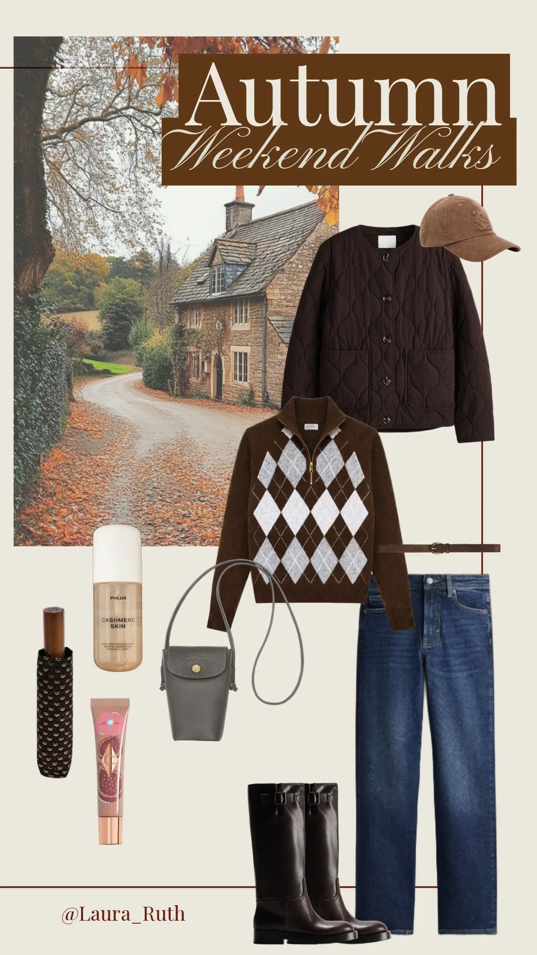 Autumn weekend walks 🍂🤎 The cosiest countryside uniform quilted jacket, chunky argyle knit, straight-leg denim & knee-high boots, finished with all the little autumnal details. Perfect for crisp country strolls and cosy pub stops. fall fashion hauls 

 #LTKuk #LTKautumn #LTKstyletip