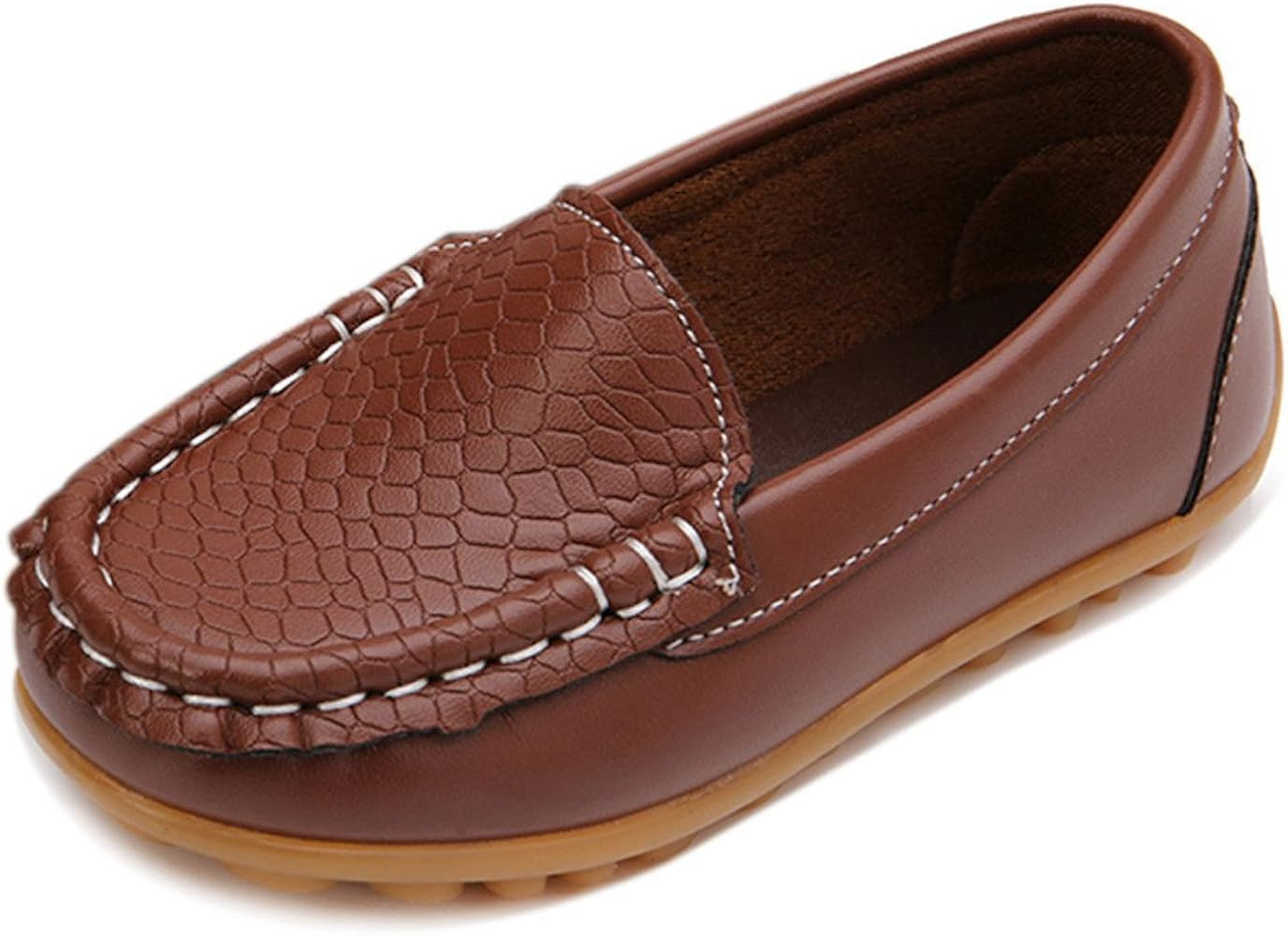 LONSOEN Toddler Little Kid Boys Girls Soft Slip On Loafers Dress Flat Shoes | Amazon (US)