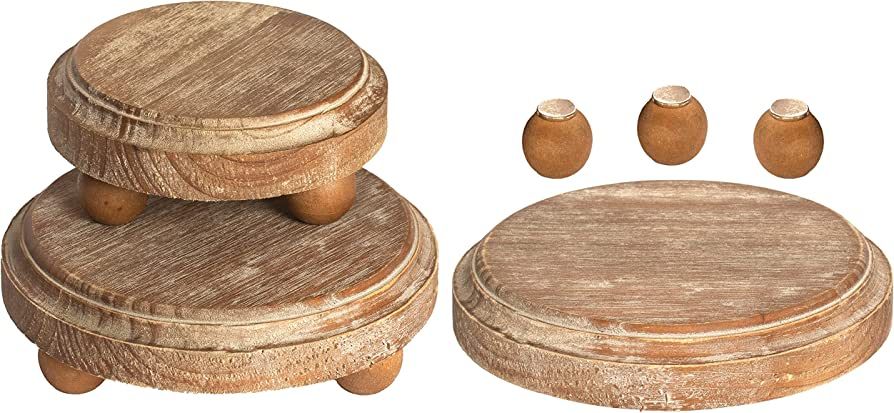 Round Wooden Risers with Removable Feet (Set of 3) by Felt Creative Home Goods - Farmhouse Rustic... | Amazon (US)