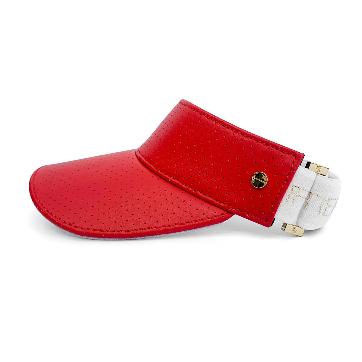 The Visor - Parrot Red Leather / White & Gold | Fenix Sportier