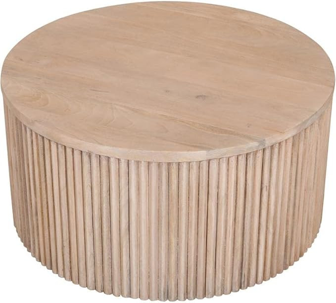 Meridian Furniture Oakhill Collection Modern | Contemporary Round White Oak Finish Coffee Table, ... | Amazon (US)