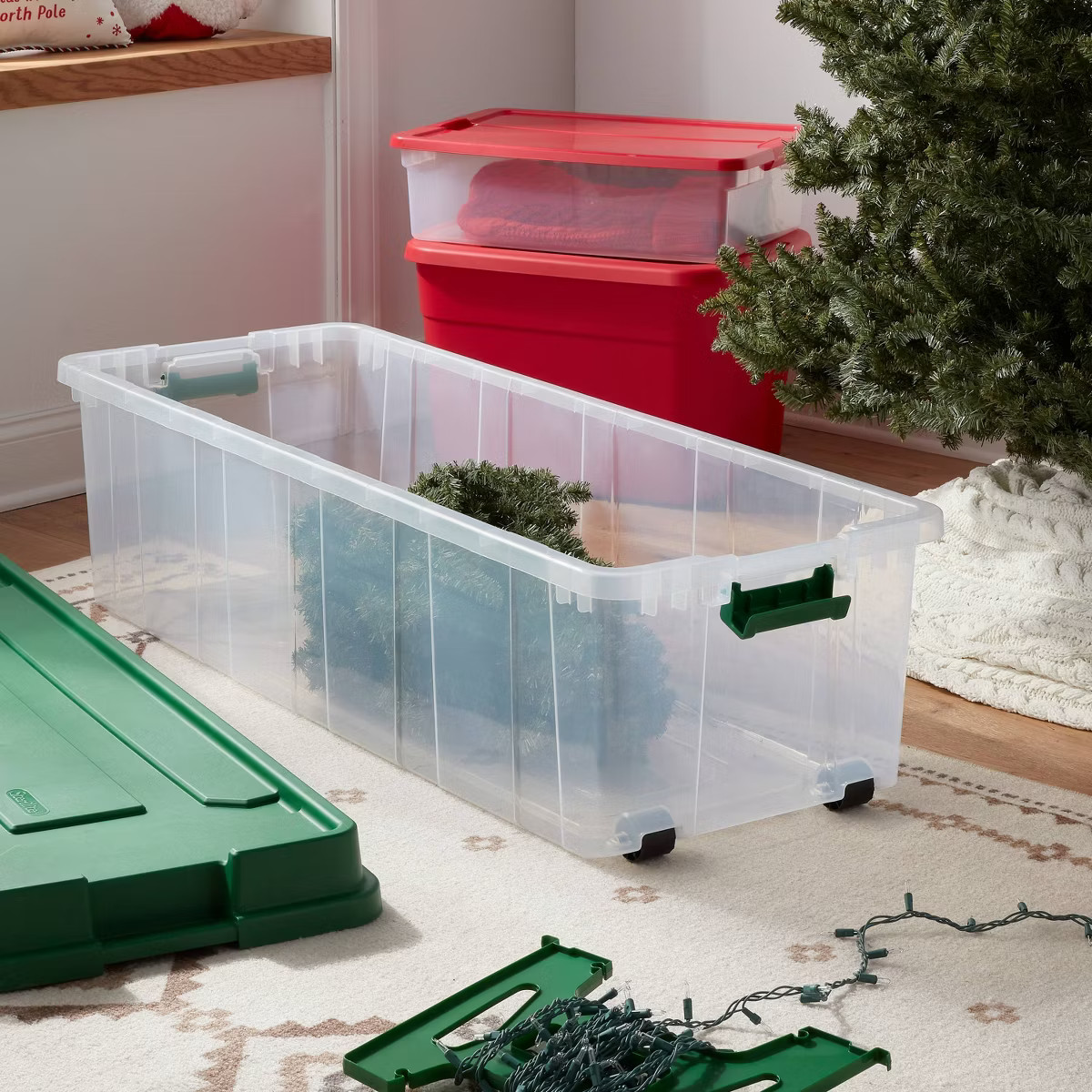 200qt Latching Tree Box - Clear Base with Regal Green Lid and Latch - Brightroom™: Plastic Util... | Target