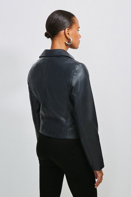 Leather Signature Biker Jacket | Karen Millen UK + IE + DE + NL