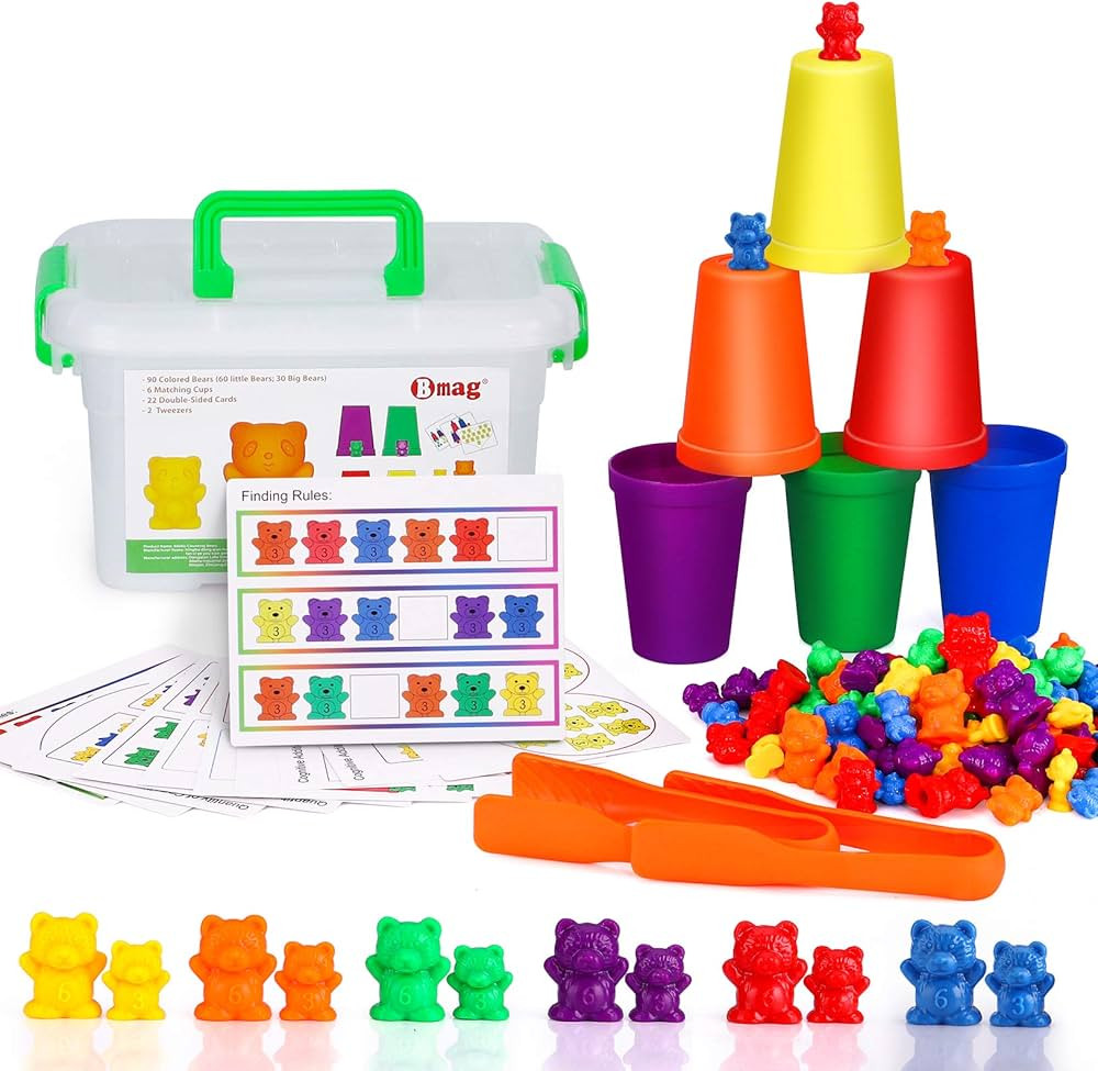 Bmag Counting Bears with Matching Sorting Cups,Number Color Recognition STEM Educational Toy for ... | Amazon (US)