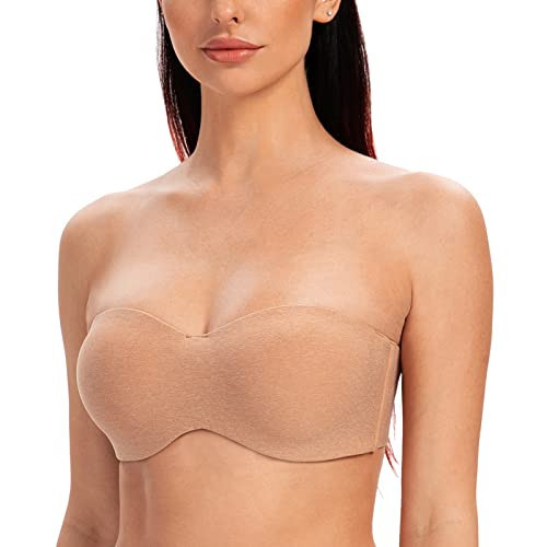 MELENECA Women's Strapless Bras for Unlined Large Bust with Underwire Clear Strap Cappuccino Heather 36A | Amazon (UK)