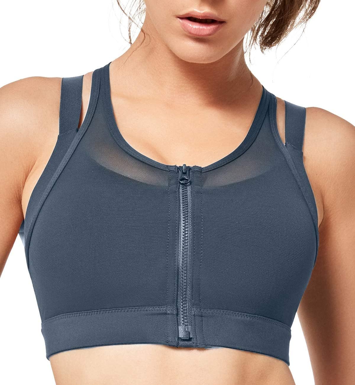 Yvette High Impact Women Sports Bra Front Closure Double Deck Mesh Running Bra for Plus Size for ... | Amazon (US)