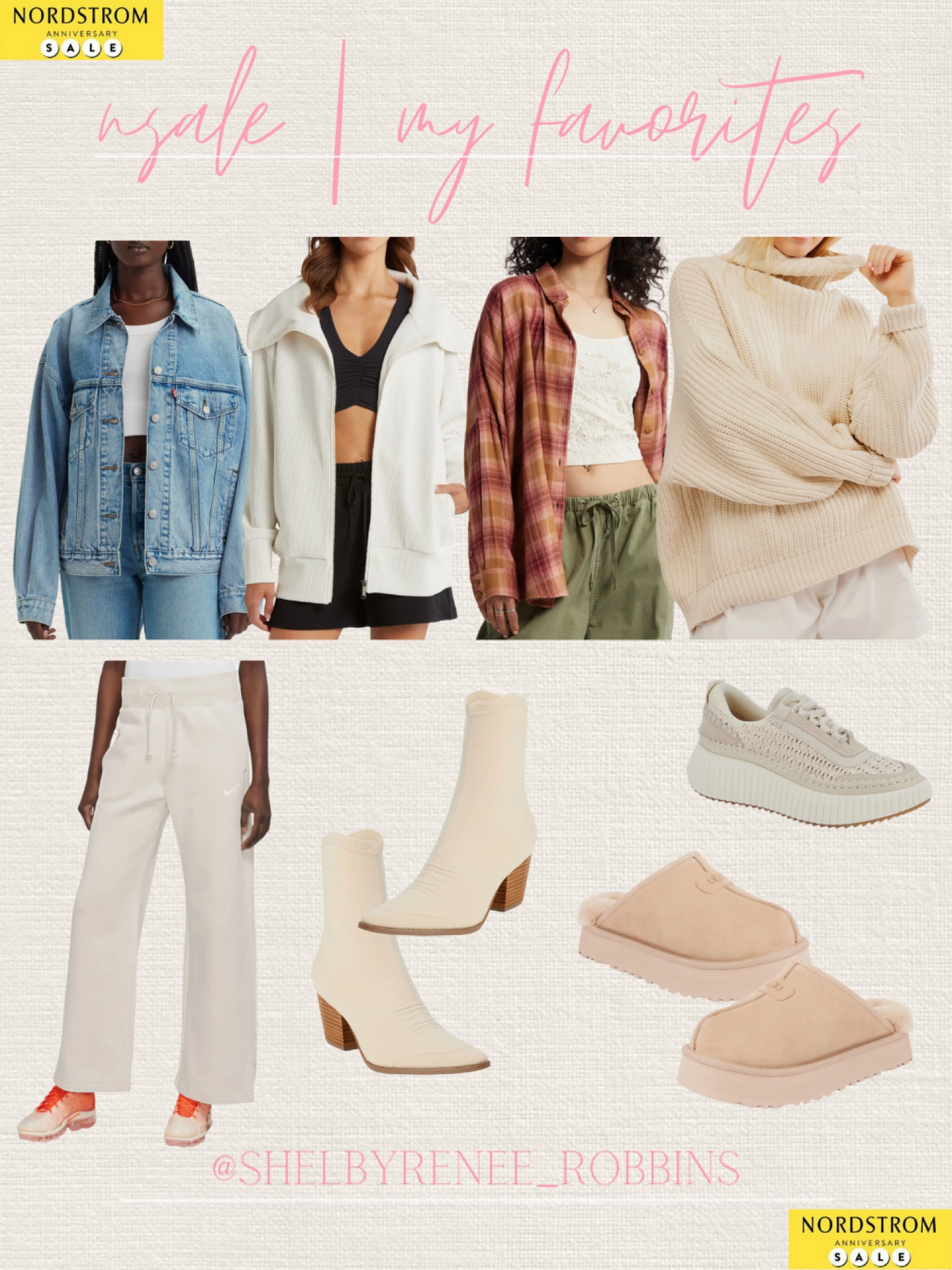 My NSALE favorites, free people, flannel, cozy tan sweater, ugg slippers, denim jacket, booties 

#LTKStyleTip #LTKxNSale #LTKSummerSales