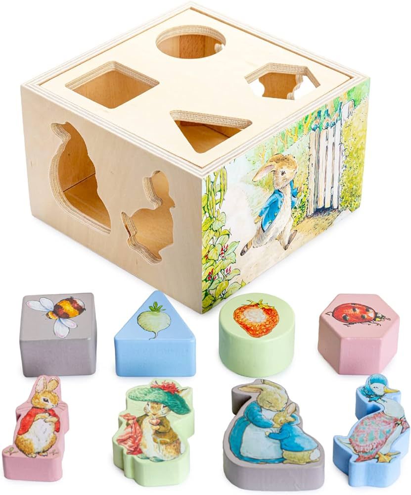 KIDS PREFERRED Beatrix Potter Peter Rabbit Wooden Shape Sorter for Toddlers, Includes 8 Pieces, M... | Amazon (US)