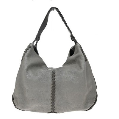 BOTTEGA VENETA Logo Hobo Shoulder Hand Bag Leather Gray Italy 31KB181 | eBay US