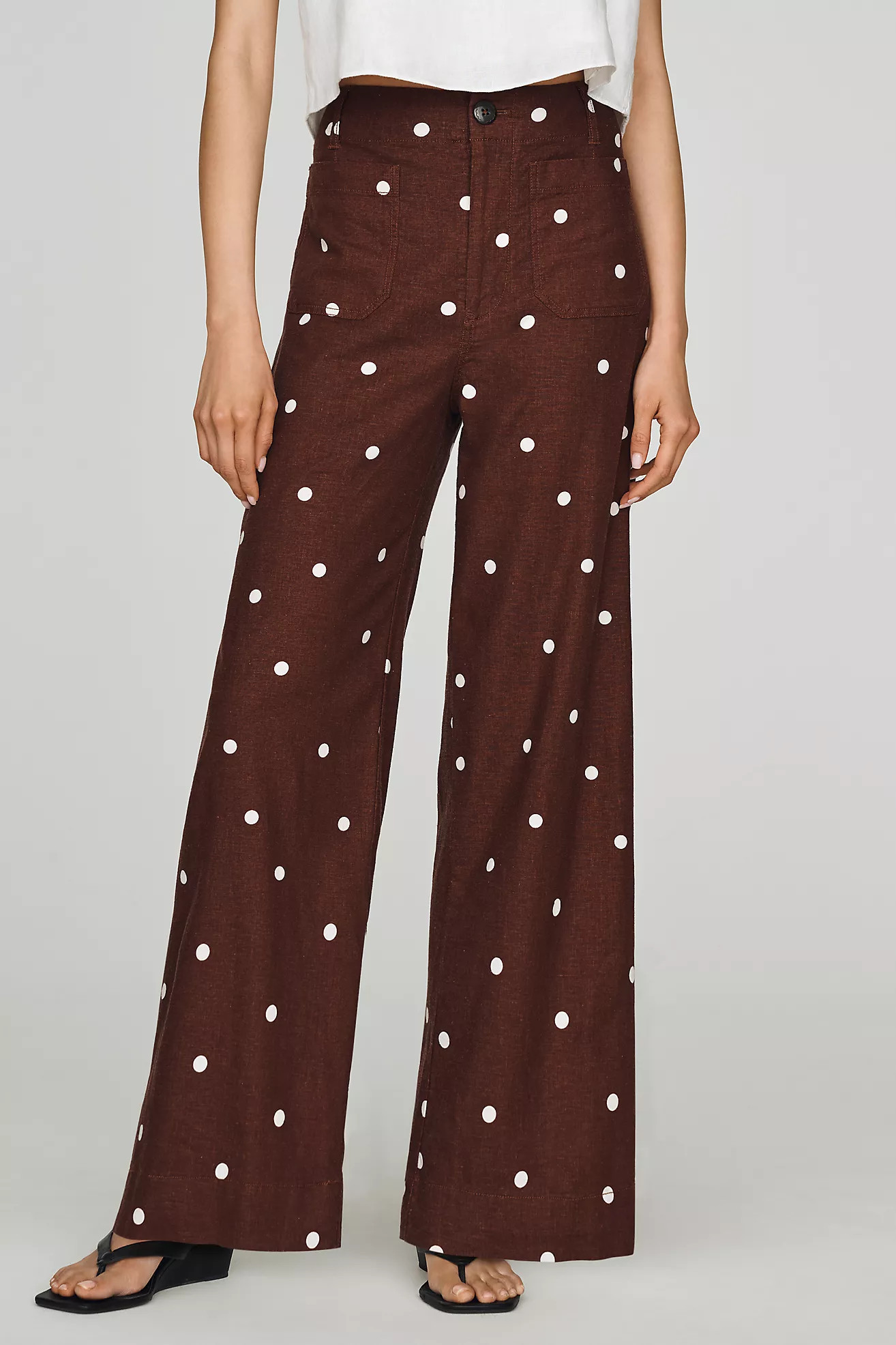 Colette Linen Stretch Full-Length Wide-Leg Pants by Maeve | Anthropologie (US)