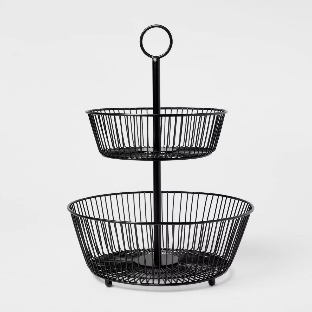 Iron Wire 2-Tier Fruit Basket Black - Threshold™: Traditional Round Fruit Holder Stand, Iron Se... | Target