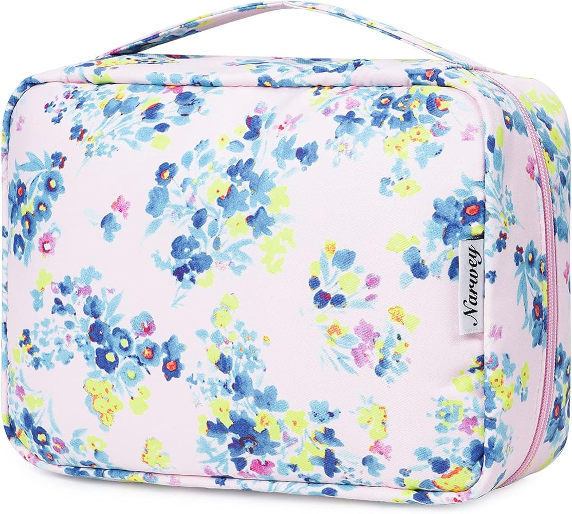 Narwey Hanging Travel Toiletry Bag Cosmetic Make up Organizer for Women Waterproof (Pink Flower) | Amazon (US)