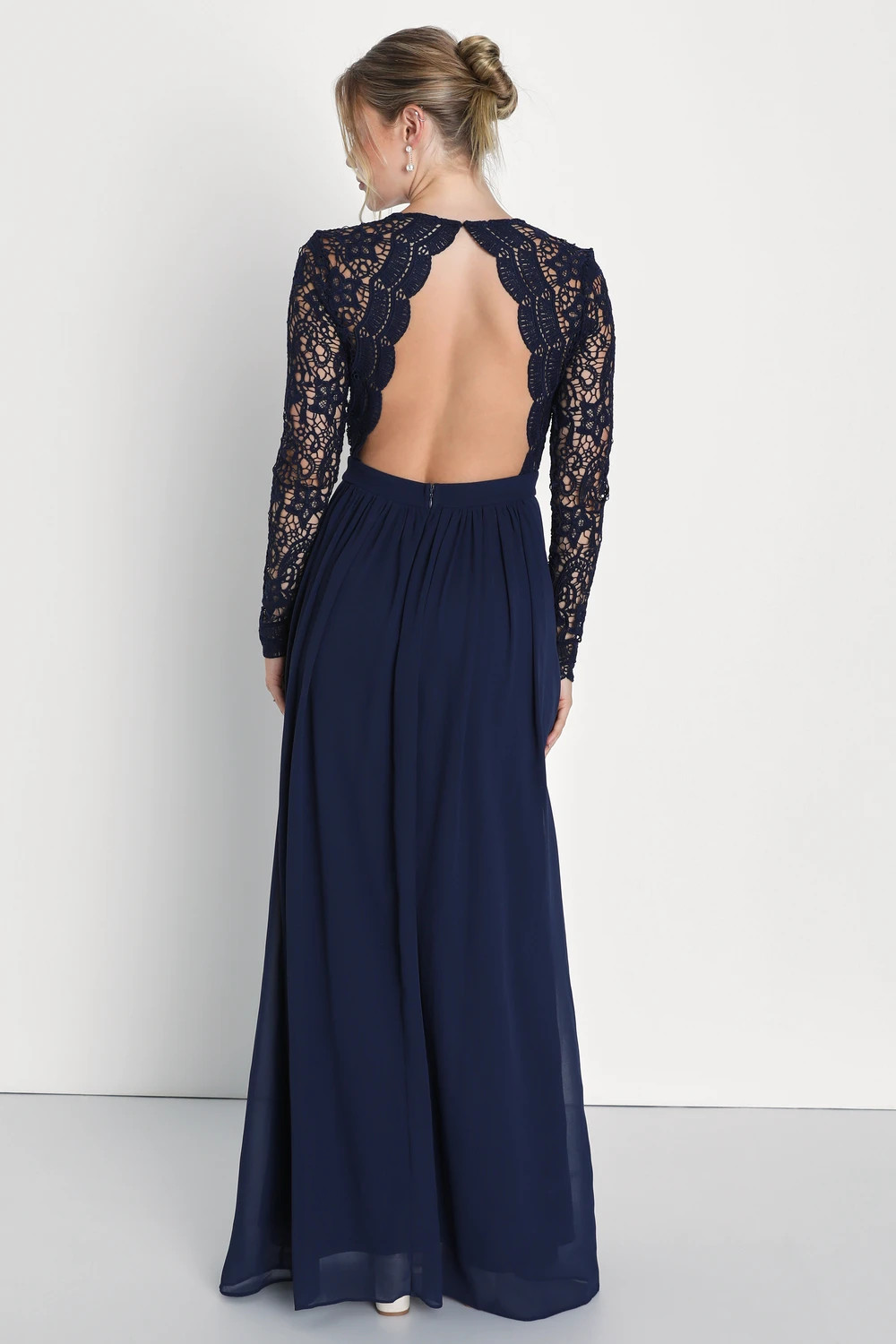 Awaken My Love Navy Blue Long Sleeve Lace Maxi Dress | Lulus (US)