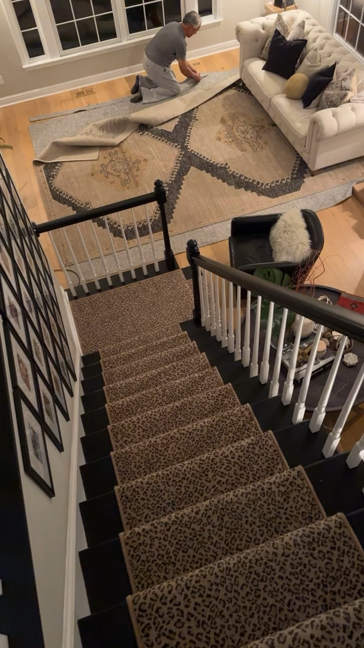 New rug! 🏡 
Matches my leopard stair runner and I love it!! I’m linking my sofa too! 
Now is the time to get your home holiday ready for festivities and guests🦃🌲🥂🍾

#LTKHoliday #LTKHome #LTKVideo