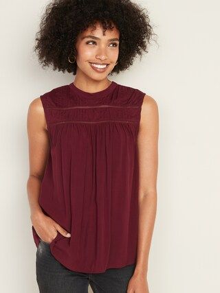 Sleeveless Lace-Trim Swing Top for Women | Old Navy (US)