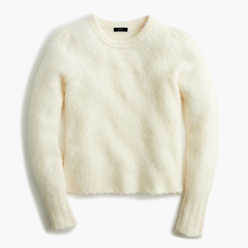 Puff-sleeve fuzzy crewneck sweater | J. Crew US