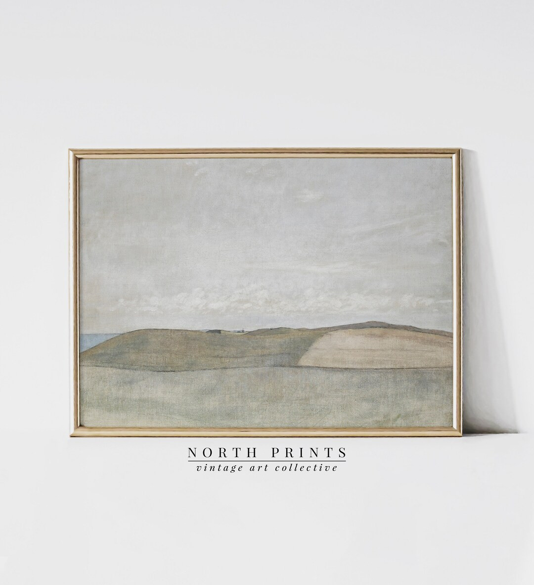 Vintage Muted Landscape Painting Neutral Minimalist Wall Art - Etsy | Etsy (US)