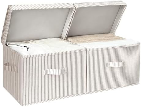 StorageWorks Fabric Storage Box with Lid, Stackable Linen Storage Bins for Clothes, Decorative Li... | Amazon (CA)