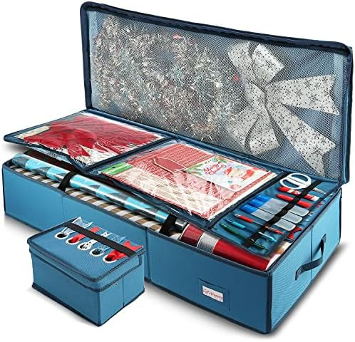 Hearth & Harbor Wrapping Paper Storage Organizer Container - Christmas Wrapping Paper Rolls Storage, | Amazon (US)