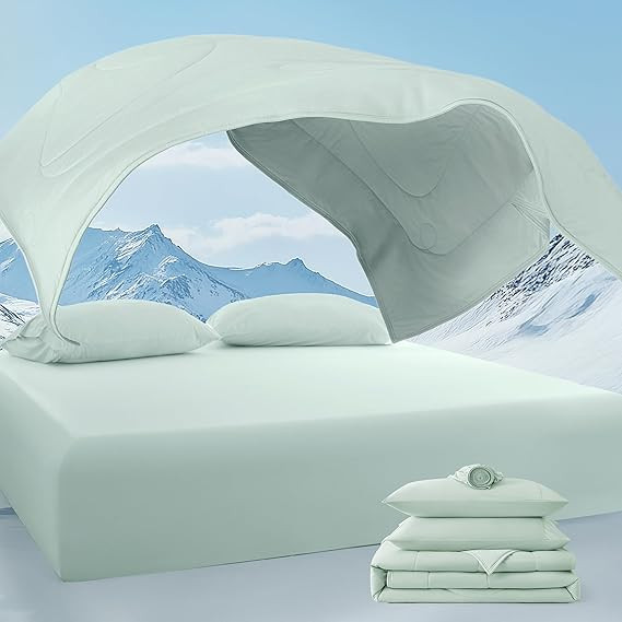 Breescape Cooling Comforter Set - Ultra Comfort 4pcs with King Size Cooling Blanket, Wrinkle-Free... | Amazon (US)