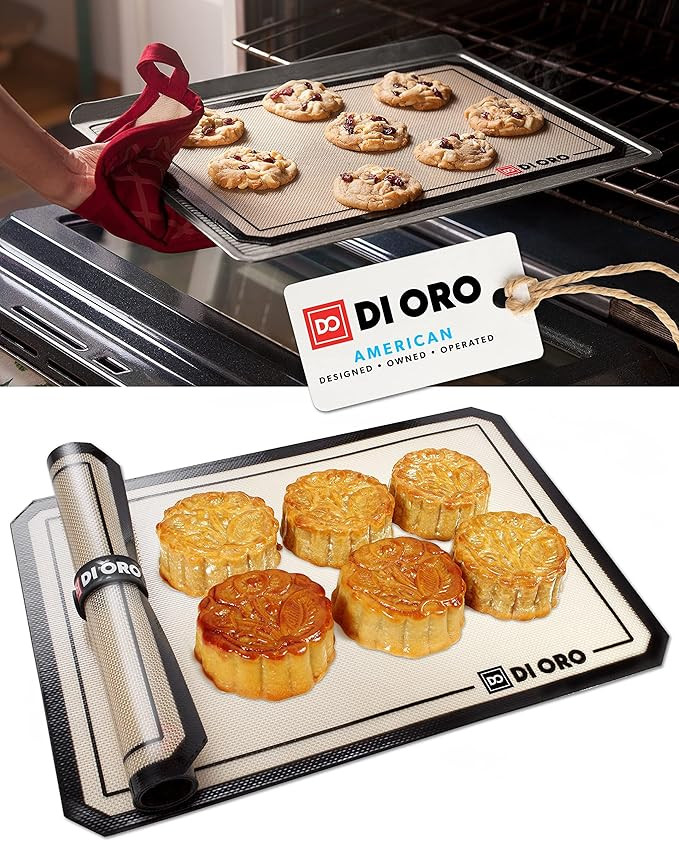DI ORO Silicone Mats for Baking - Baking Mats Silicone for Baking Sheets - 480°F Heat-Resistant ... | Amazon (US)
