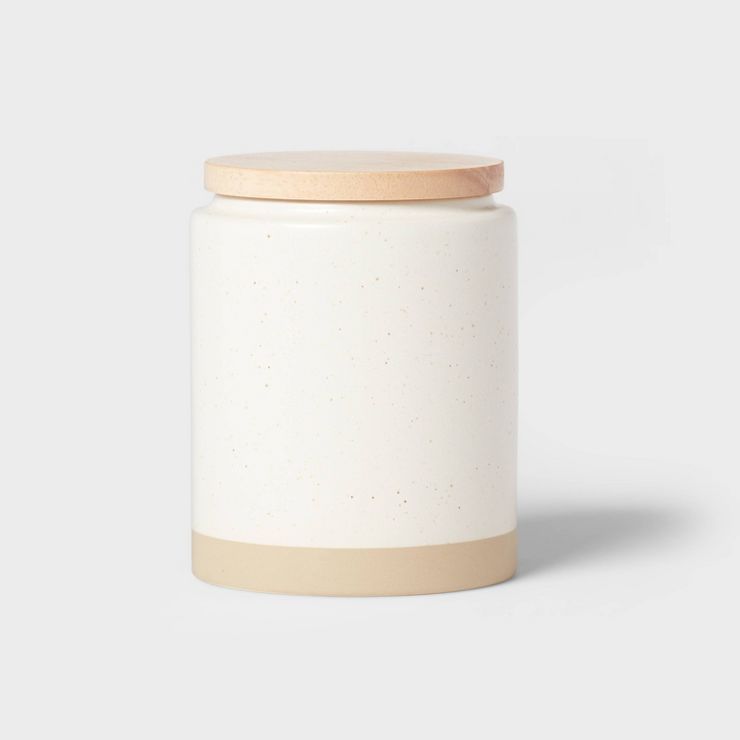 Small Camwood Collection Stoneware Canister With Wood Lid Green - Threshold™ | Target