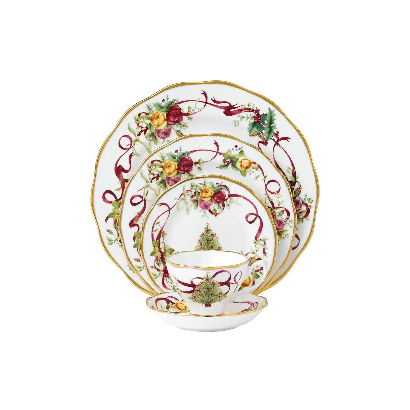 Royal Albert Old Country Roses Christmas Tree 5-Piece Place Setting | Royal Albert | Wedgwood
