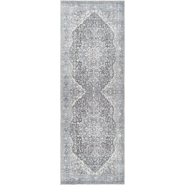 Art of Knot Cacia Blue 2 ft. 7 in. x 7 ft. 3 in. Indoor Machine Washable Runner Rug - Walmart.com | Walmart (US)