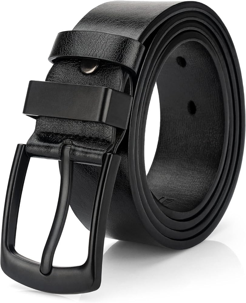 maikun Mens Casual Dress Belt, Mens Leather Belt, PU Leather Belt Men, Black Waist Belt | Amazon (US)