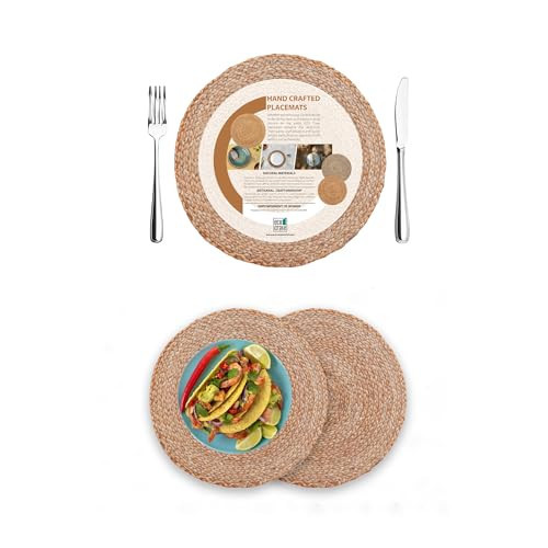 Round Placemats Set of 2 - Jute Placemats for Dining Table - Woven Table Mats for Rustic Décor-Boho Placemats Set of 2 - Round Braided Mats | Amazon (US)