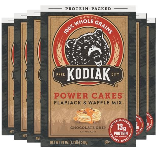 Kodiak Cakes Power Cakes, Pancake & Waffle Mix, Chocolate Chip, High Protein,100% Whole Grains (Pack of 6) | Amazon (US)