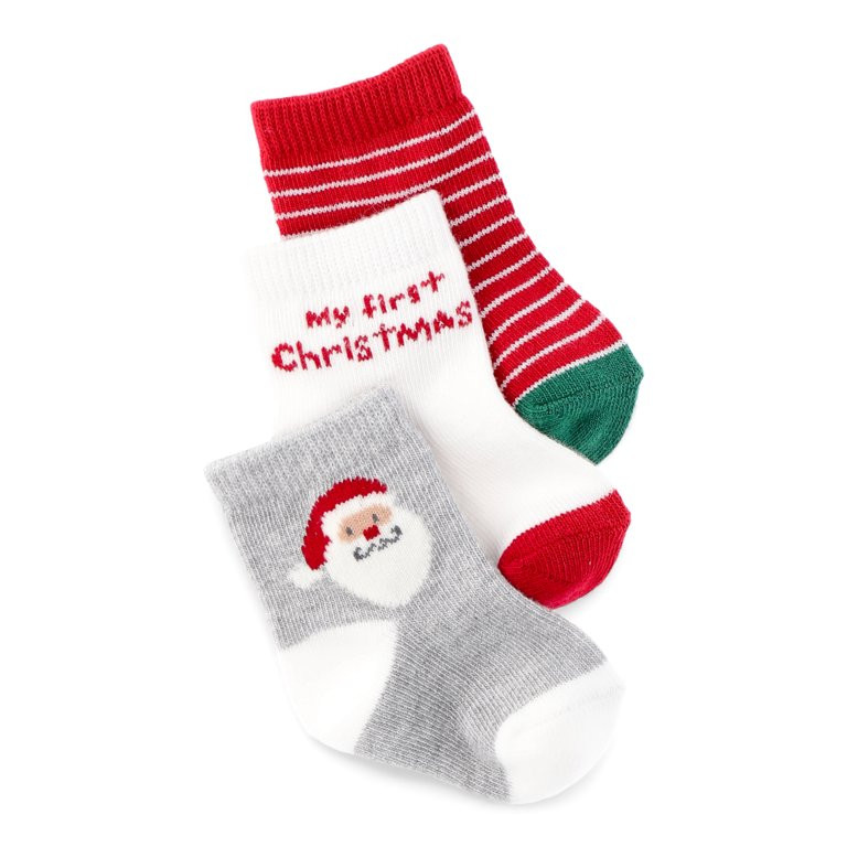 Carter's Child of Mine Baby Unisex Christmas Crew Socks, 3 Pack, Size 0/6 Months-6/12 Months | Walmart (US)