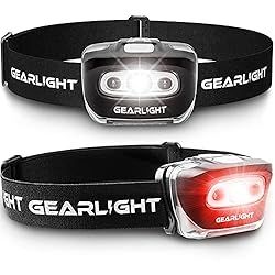 GearLight LED Head Lamp - Pack of 2 Outdoor Flashlight Headlamps w/Adjustable Headband for Adults... | Amazon (US)