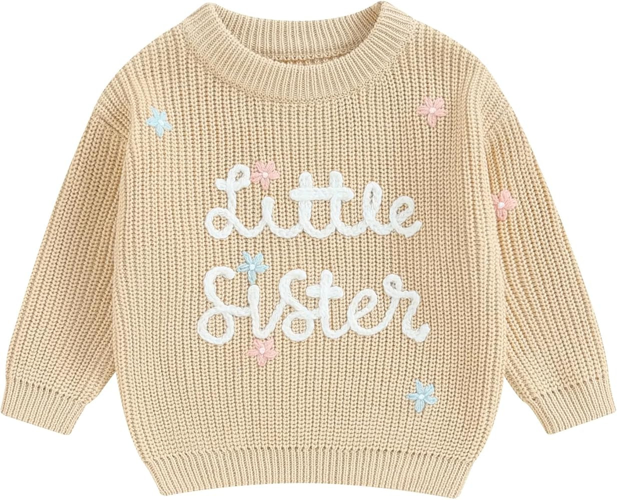 VSQWLZT Newborn Baby Girl Sweater Embroidery Little Sister Sweatshirt Long Sleeve Pullover Infant... | Amazon (CA)