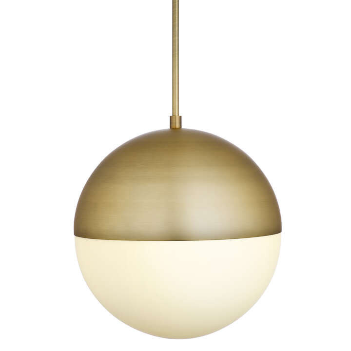 Powell LED 14" Aged Brass Globe Pendant | Lights.com