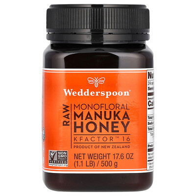 Wedderspoon, Raw Monofloral Manuka Honey, KFactor 16, 1.1 lb (500 g) | iHerb